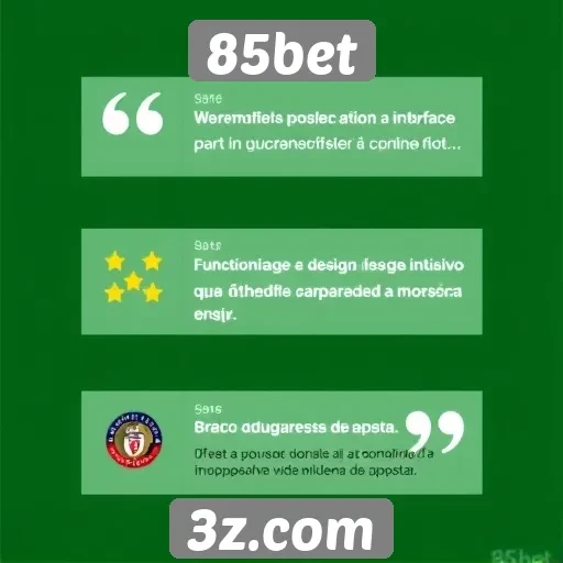 Interface do 85bet é elogiada por usuários